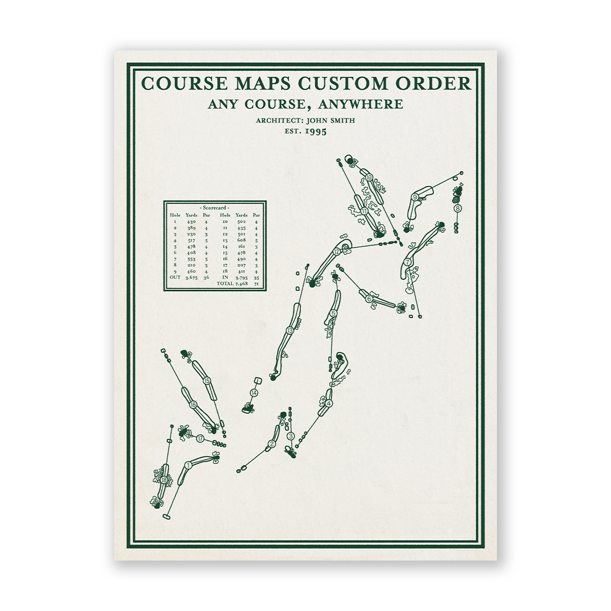 Golf Course Maps Custom Order - See Notes For Details!