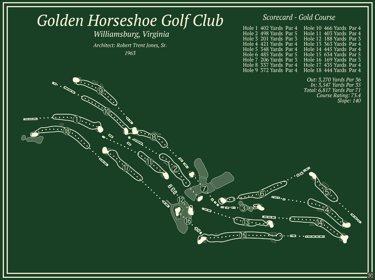 Course Guide Gold Course Golden Horseshoe Golf Club - Gold Course – Course Maps
