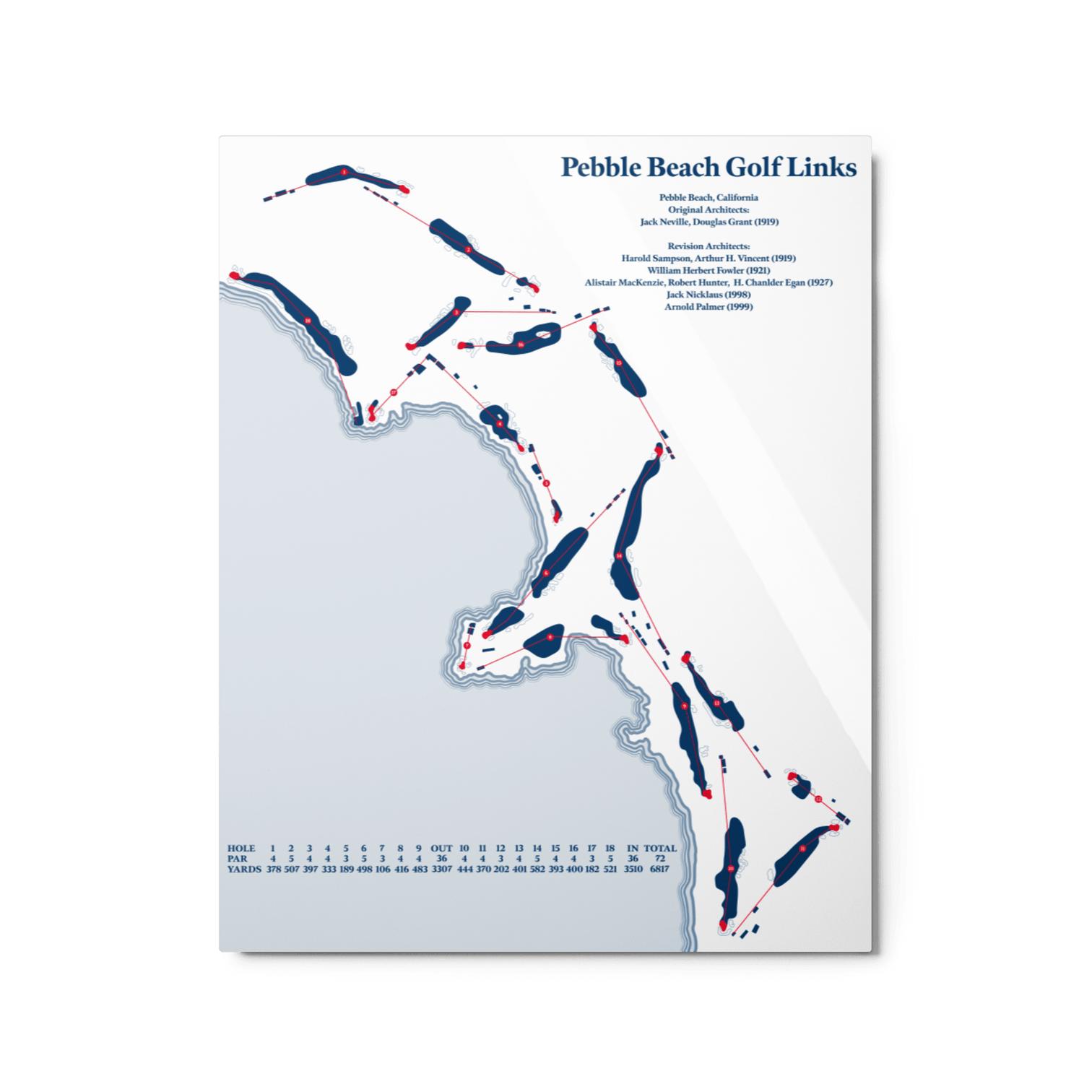 Pebble Beach Metal Print Course Maps